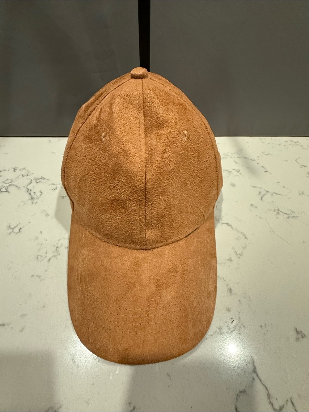 Suede Baseball Cap in Tan -